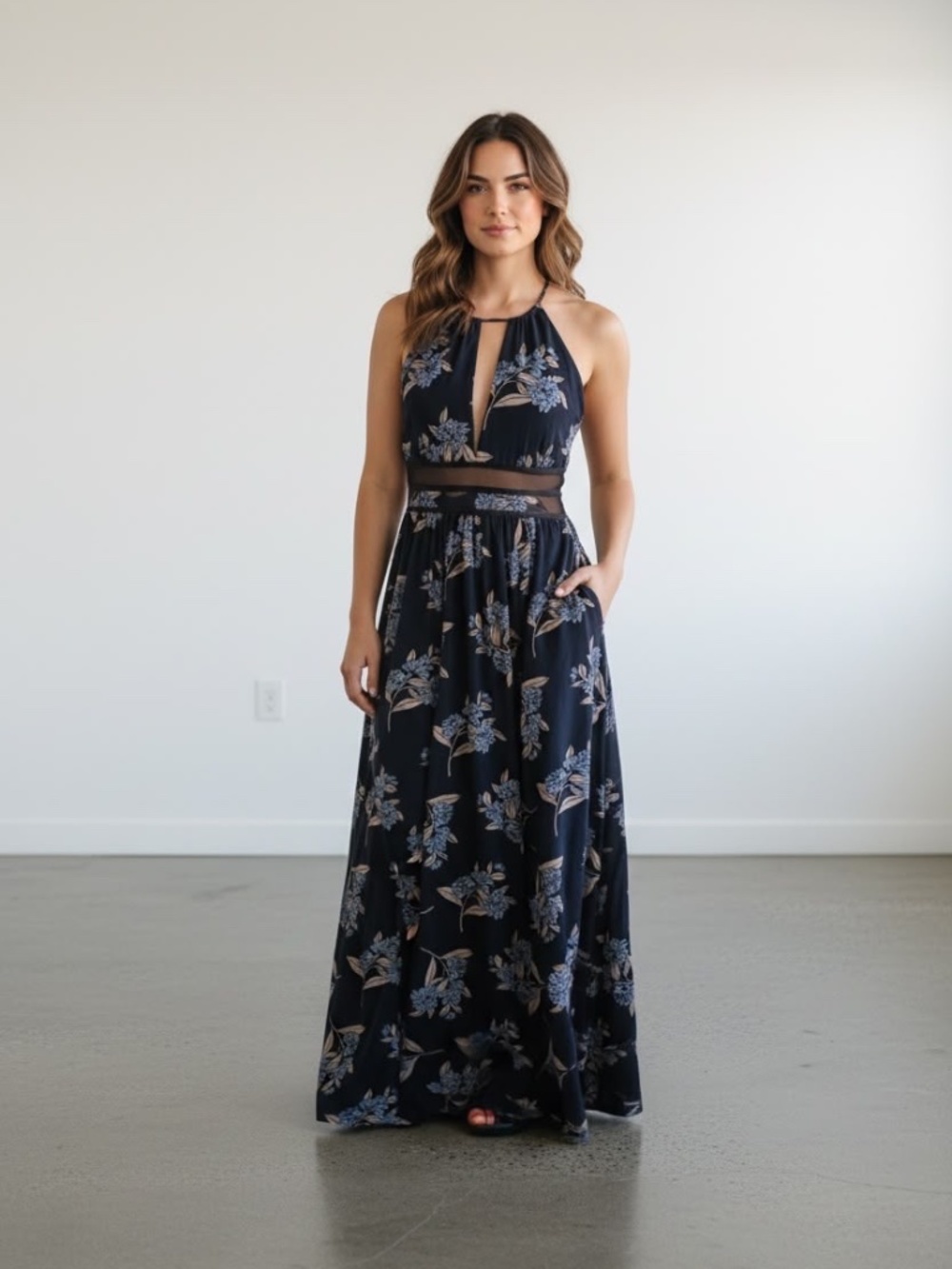 Express Floral Halter Maxi Dress